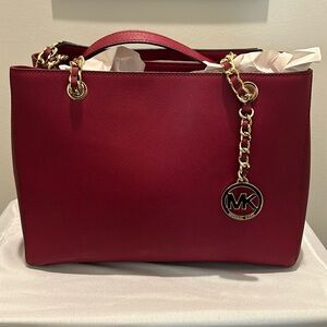 Michael Kors red tote bag